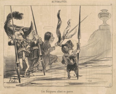 Les burgraves allant en guerre, 19th century. Creator: Honore Daumier.