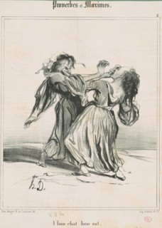 A bon chat bon rat, 19th century. Creator: Honore Daumier.