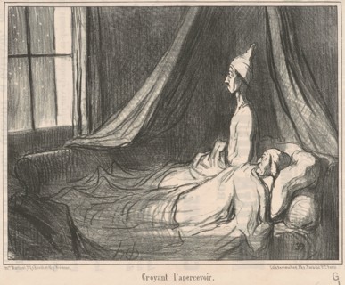 Croyant l'apercevoir ..., 19th century. Creator: Honore Daumier.