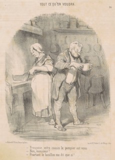 Francois, votre cousin le pompier est venu ..., 19th century. Creator: Honore Daumier.