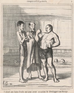 N'allant aux bains froids que ..., 19th century. Creator: Honore Daumier.