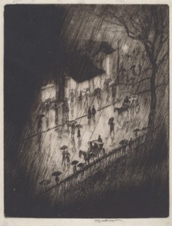 Rainy Night, Charing Cross Shops, 1903. Creator: Joseph Pennell.