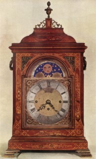 'Chiming Mantel Clock with Moon-Work in Red and Gold Lacquer Case', 1947. Creator: Unknown.