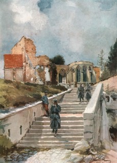 ''En Argonne; L'Eglise de Clermont-en-Argonne', 1915. Creator: Francois Flameng.