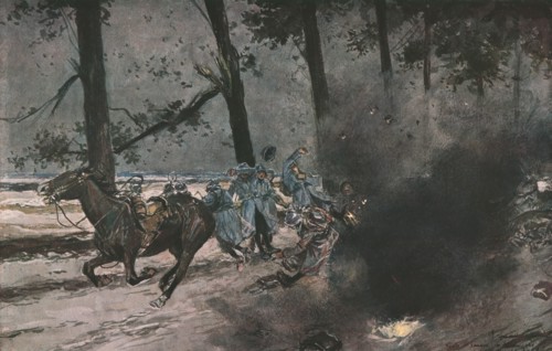 'La bataille de Champagne; Sur la route de Souain a Somme-Py: un marmite', 1915 (1924). Creator: Unknown.
