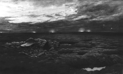''Apres le Combat; Nuit calme sous Douaumont, en terrain reconquis', 1916 (1924) Creator: Georges Bertin Scott.