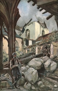 ''Verdun; Le Cloitre et la Cathedrale', 1916 (1924) Creator: Francois Flameng.
