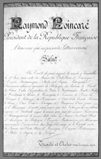 'Le document de Versailles; Premiere page de l'exemplaire francais du traite', 1919. Creator: Unknown.