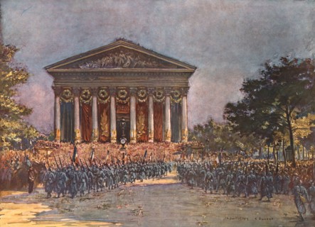 'Le jour de gloire; Devant l'Eglise de la Madeleine', 1919. Creator: Charles-Jules Duvent.