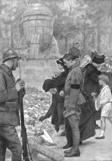'La part de la douleur; au soir du "jour de Gloire": le pelerinage pieux des peres..., 1919. Creator: J Simont.