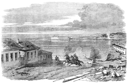 Sebastopol - Entrance to the Harbour, near Fort Nicholas - sketched by E. A. Goodall, 1856.  Creator: Edward Alfred Goodall.