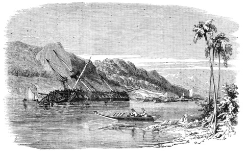 Scene of the Recent Earthquake in Japan - Sinking of "The Diana", 1856. From "Illustrated London Ne Creator: Unknown.