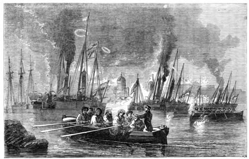 The Bombardment of Sveaborg - sketched by J. W. Carmichael, 1856.  Creator: Unknown.