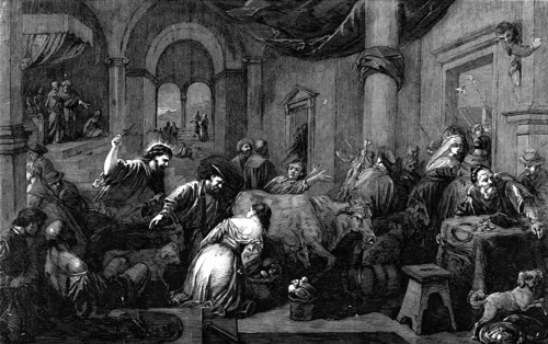 New Pictures in the National Gallery - "Christ Driving the Money-Changers out of the Temple" - paint Creator: Unknown.