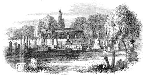 Temple and Burial-place at Hakodade, 1856.  Creator: Unknown.
