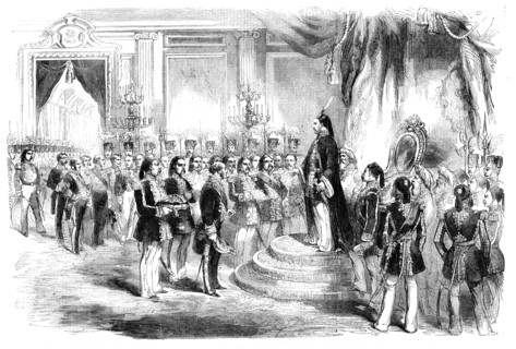 Presentation of the Grand Cordon of the Legion of Honour to the Sultan, at Constantinople, 1856.  Creator: Unknown.