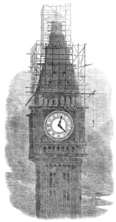 The Great Clock-Dial of the New Houses of Parliament, illuminated, 1856.  Creator: Unknown.