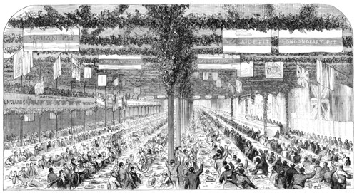 Dinner given by Frances Marchioness of Londonderry to Pitmen, on Chilton Moor, 1856.  Creator: Unknown.