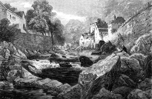 Lynmouth, North Devon - painted by J. Holland, 1856.  Creator: Mason Jackson.