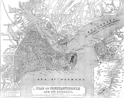 Plan of Constantinople and its Suburbs, 1856.  Creator: John Dower.