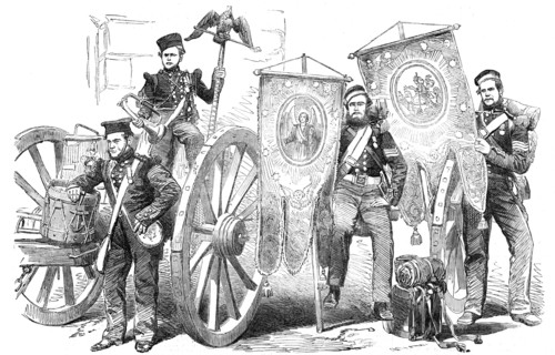 Crimean Heroes and Trophies, at Woolwich - from a photograph by J. Cundall and R. Howlett, 1856.  Creator: Unknown.