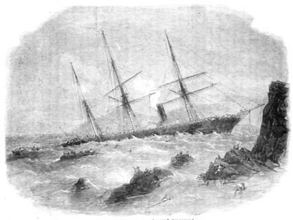 Wreck of the Chilian Steamer "Cazador", 1856.  Creator: Smyth.