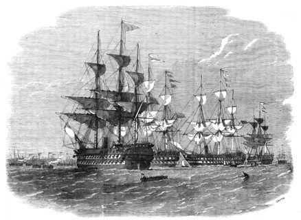 The Approaching Naval Review - H.M. Divisional Ships of the Gun-Boat Flotilla, at Moorings off Ryde, Creator: Smyth.