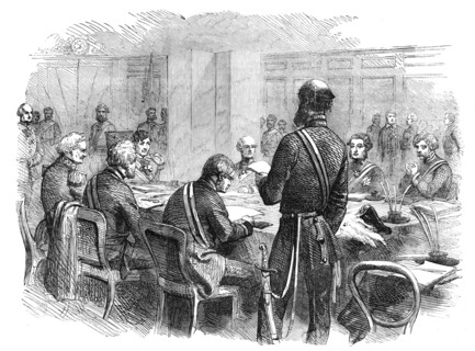 The Crimean Inquiry - Examination of the Earl of Lucan, 1856.  Creator: Unknown.