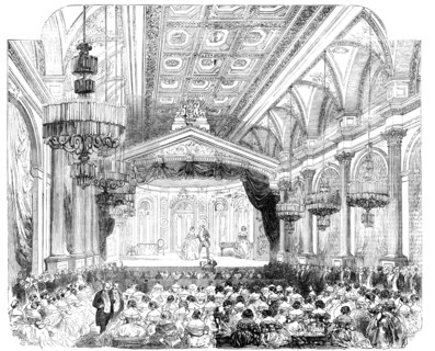 Grand Fete and Theatrical Representation at the Hotel de Ville, Paris, in honour of the Peace Plenip Creator: Unknown.