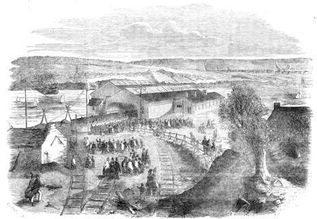 Opening of the South Wales Extension Railway, to Milford Haven, 1856.  Creator: Ebenezer Landells.