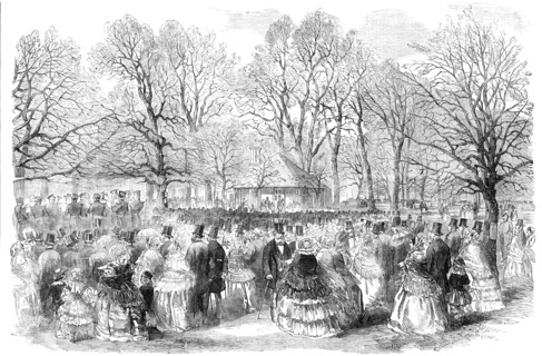 The Band of the Royal Horse-Guards, Blue Playing in Kensington-Gardens, 1856.  Creator: Unknown.