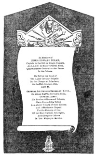 Memorial erected at Maidstone, to the memory of the brave Captain Nolan, who fell at Balaclava, 1856 Creator: Unknown.