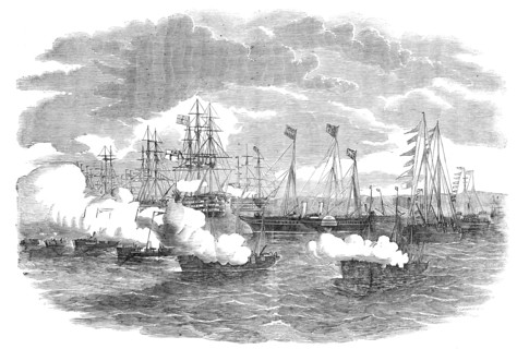 The Naval Review: the Signal for the Gun-Boat Attack, 1856.  Creator: Ebenezer Landells.