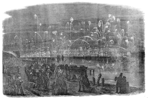 The Naval Review: Illumination of the Fleet - drawn by R. Leitch, 1856.  Creator: Unknown.
