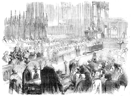 The Bishop of Bath and Wells (Lord Auckland) preaching the Thanks-Giving Sermon, in Westminster Abbe Creator: Unknown.
