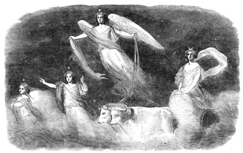Luna in her Car, from "The Winter's Tale", at the Princess' Theatre, 1856.  Creator: Unknown.