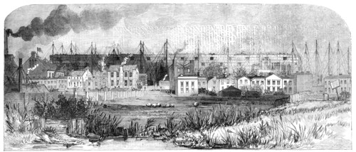 Progress of the Great Ship, building at Millwall, for the Eastern Steam Navigation Company, 1856.  Creator: Unknown.