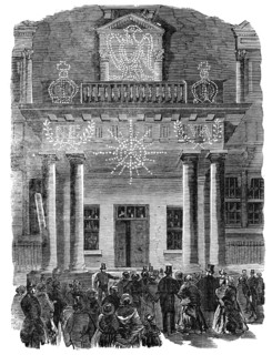 The Peace Illumination: the French Embassy, Albert-Gate, 1856.  Creator: Unknown.