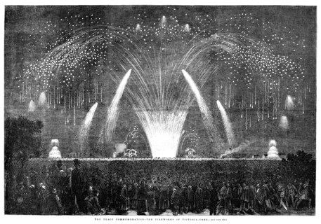 The Peace Commemoration - the Fireworks in Victoria-Park, 1856.  Creator: Unknown.