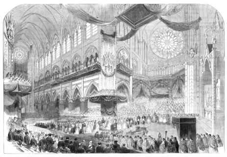 The Baptism of the Imperial Prince in the Cathedral of Notre Dame, 1856.  Creator: Unknown.