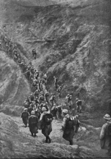 'En Macedoine. --Nos operations de police a la frontiere greco-serbe: une compagnie trave..., c1916. Creator: Unknown.