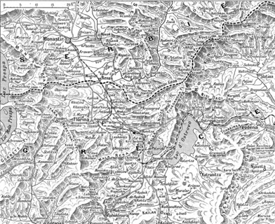 'Frontiere greco-serbe; terrain ou s'est deployee l'offensive de septembre a la frontiere..., 1916. Creator: Unknown.