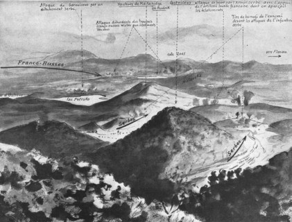 'Croquis panoramique de la bataille de Gornitchevo (12 - 14 septembre)', 1916. Creator: Unknown.
