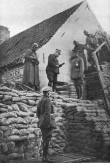 'Le roi Albert !er et le generalissime sur le front de l'armee Belge; accompagnes..., 1916. Creator: Unknown.