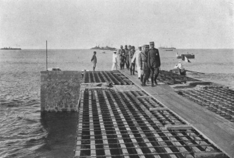 'Le general Lyautey a Agadir; vue generale de la casbah et debarquement du resident general...,1916. Creator: Schmit et Ratel.
