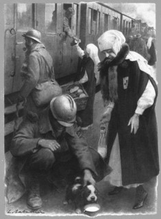 'Les permissionnaires; un peu de rabiot.', 1916. Creator: Louis Remy Sabattier.