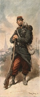 'Les transformations du fantassin Francais pendant la guerre', 1914. Creator: Georges Bertin Scott.