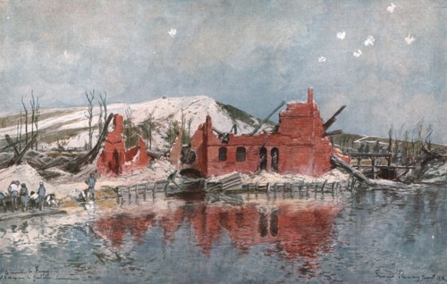 'Le Moulin de Fargny, ou passait la premiere ligne francaise, et le Chapeau de..., 1916 (1924) Creator: Francois Flameng.
