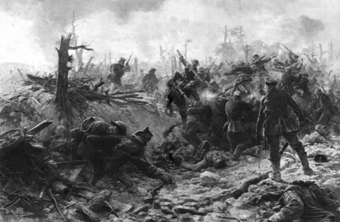 'Les Corps a Corps du "Devils Wood"; Les Anglais enlevent a la Baionnette..., 1916 (1924) Creator: Unknown.