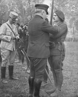 'Autour de la Bataille; Le Caporal Goutaudier, decore par M Poincare de la Legion d'Honneur, 1016. Creator: Unknown.